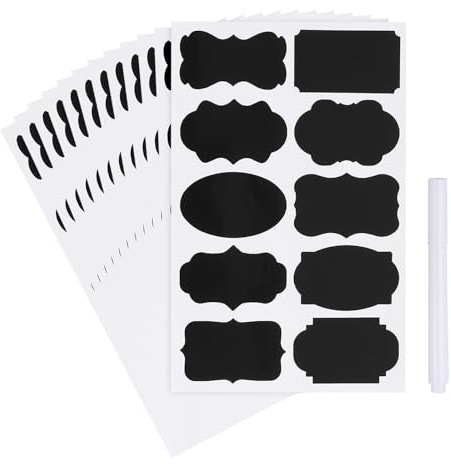 PATIKIL 120 st svarta tavlan etiketter för burkar, 5 cm x 7,6 cm självhäftande tomma presentklistermärken alla ändamål namnetiketter klistermärke med markör för present, konservering, flaska,