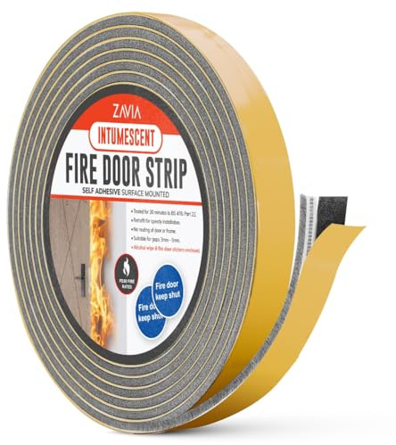 Bande d'étanchéité pour portes coupe-feu, avec brosse de 5,2 m de long, bande d'étanchéité autocollante pour porte coupe-feu, bande d'étanchéité pour portes coupe-feu, approuvé FD30 (gris)