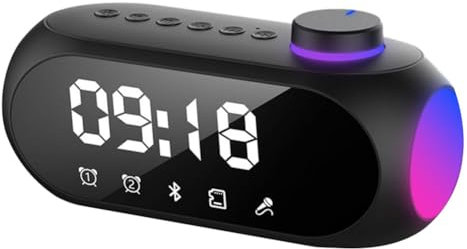 Okeeyseda Mini Ricevitore Radio FM Portatile Suono Hi-Fi Altoparlante Bluetooth RGB con Orologio Doppia Sveglia Supporto Vivavoce: Facile da Installare e Facile da Usare