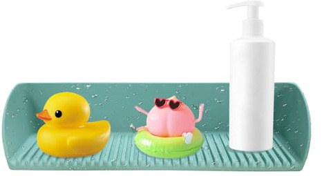 Splash Guard for Bathtub | Silicone Tub Water Splash Guard | with Strong Suction Cups, Space-Saving Multi-functional Bath Toy Tray Organizer for Shampoo Brush