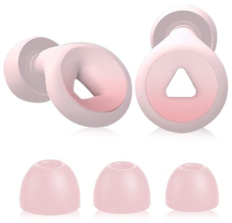 Aiivioll Silikonöronproppar med brusreducering, 6-pack, återanvändbara silikonöronproppar för sömn, hjälper dig att koncentrera dig bättre, perfekt för resor (rosa)