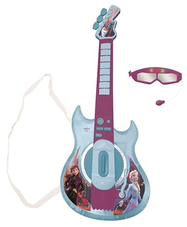 Lexibook, Frozen, Light-Up Electronic Guitar with microphone, glasses with microphone, melodies, 2 game modes, MP3 input, blue/purple, K260FZLXB