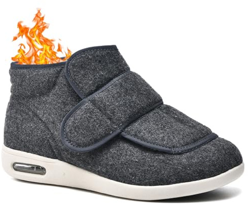 Aocase Zapatos para DiabéTicos Hombre Botas de Nieve Invierno Calientes Piel Forradas Zapatillas Pie Ancho Especial Mujer Caminar apatos OrtopéDicos Ortopédicos Calzado Pies Anchos,Gris,46 EU