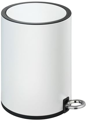 WENKO Kosmetika Monza Easy Close vit – kosmetisk hink, papperskorg med automatisk sänkning Kapacitet: 3 l, stål, 18,5 x 25,5 x 24,5 cm, vit