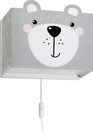 Dalber kinder Wandlampe, Kinderlampe Wandleuchte, kinderzimmer Little Teddy Bär Tiere, grau, 64578, E27