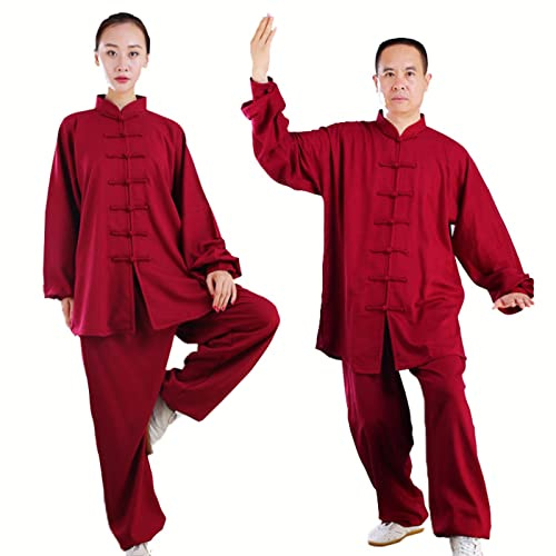 Hombre Tai chi Uniforme Artes marciale Ropa Traje de Kung fu artes marciales entrenamiento wing chun ropa para Hombre Mujer ,Red-XXXL