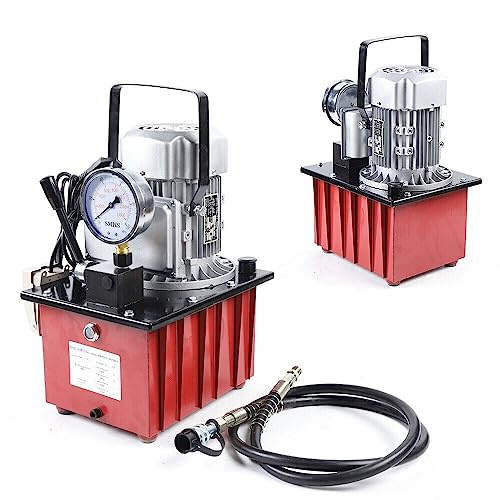 DiLiBee Pompe hydraulique électrique 700 bar 7 l 1400 tr/min Unité hydraulique Valve manuelle avec tuyau d'huile de 1,8 m 70 MPa 750 W