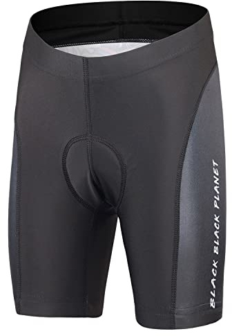LSHEL Maillot Cyclisme Enfant Unisexe Élastique Chemise à Manches Courtes et Cuissard VTT Rembourré Confortable à Séchage Rapide pour Garçon Fille, Noir (Cuissard), XXL/13-14 Ans
