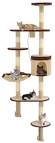 Wandkratzbaum mit Sisal-Kratzsäulen, ZEYUAN Katzenkratzbaum, Kratzbaum, Kratzsäule, Katzen Kratzmöbel, Katzenkratzsäule, 194 cm Beige/Braun