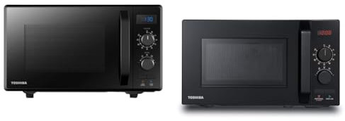 Toshiba 900w 23L Microwave Oven with 1050w Crispy Grill, Energy Saving Eco Function, 8 Auto Menus, 5 Power Levels - Black - MW2-AG23PF & 800w 20L Microwave Oven - MW2-AM20PF