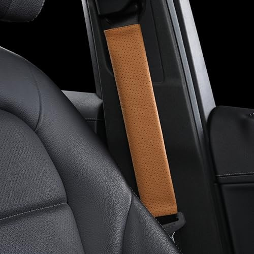 POKSRI 1P Genuine Leather seat Belt Cover pad,Real Cowhide Soft Seatbelt Protect Strap Shoulder Cushion,Odor-Free & Peel-Resistant,12x2.4inch,fit car Accessories,Backpack, Shoulder Bag