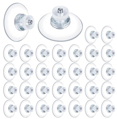 30 Stück Saugnapf mit Gewinde, M4x10mm Saugnäpfe mit Gewinde, Saugnapf Gewinde mit Transparenten Rändelmuttern, 30mm Transparente PVC-Saugnäpfe für Fenster, Bäder, Küchen