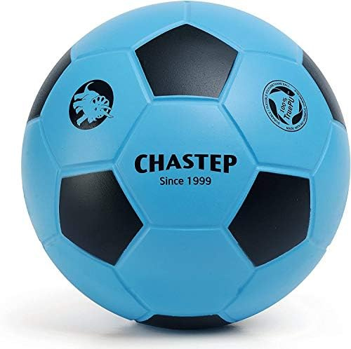Chastep Ballon de Football en Mousse de 8 pour intérieur/extérieur, Parfait pour Les Enfants ou Les débutants, pour Jouer et Faire de l'exercice, Doux et sûr (Bleu et Noir)