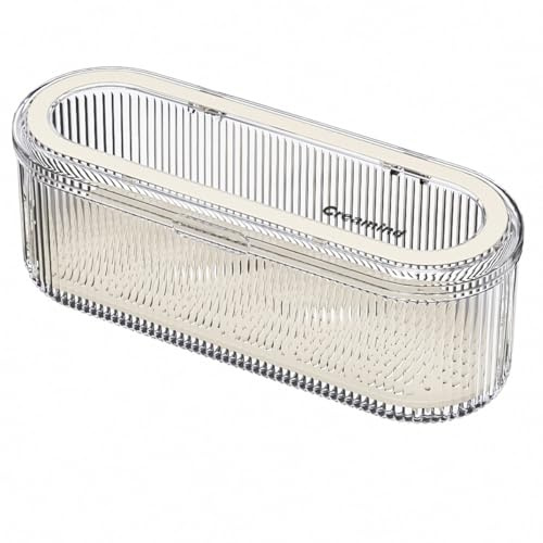 AIYoo Silverware Organizer with Lid and Drainer, Covered Utensil Tray for Kitchen Drawer and Countertop, Clear Plastic Cutlery and Flatware Storage Box for Spoons Forks Knives Holder Case