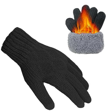 lifwimner Gants d'hiver Homme, Gants Tactiles Thermique, Gants Chauds Tricotés Chauffant pour Sport Course à Pied Ski Velo (Noir)