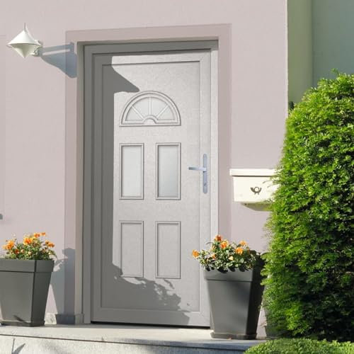 Gecheer Porta Ingresso Bianca 88x190 cm in PVC,Porta d'ingresso,Porta Esterna in PVC Porta in PVC per Negozio, Balcone, casa,Portoncino Ingresso Esterno,P3187915