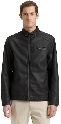 TOM TAILOR Konstläderjacka för män, 29999 - Svart, 3XL