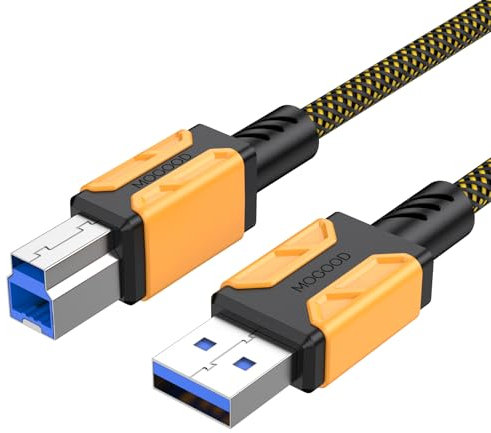 MOGOOD USB Impresora Cable 3.0(1M/3.3ft), Tipo A a B 3.0 Cable 5Gbps de alta velocidad de transferencia de datos, Tipo A Macho a USB B 3.0 Hembra para discos duros externos, escáner, impresora