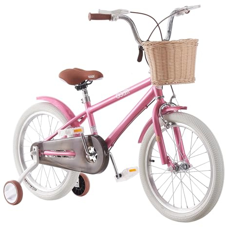 BSTSEL Kids Bike 12 14 16 18 20 22“ Pink Baby Girls Children Bicycle with Basket, Rear Bracket, Silent Stabilizers and Double Brakes Ages 5-12 Years Old 16-20 inch Girls Bike Gift (14 inch)