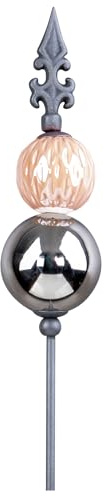 levandeo Picchetto da giardino a forma di giglio, in metallo, 120 cm, in ceramica, rosa e argento, decorazione da giardino, punta di giglio