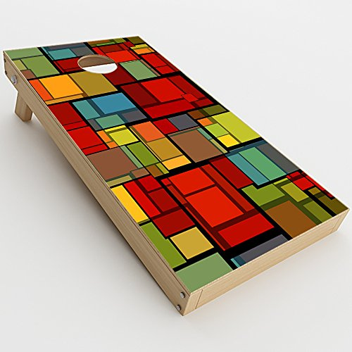 Skin Decal Vinyl Wrap for Cornhole Game Board Bag Toss (2xpcs.) Skins Stickers Cover/Abstract Colorful Square Pattern