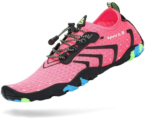 Mishansha Water Shoes for Women Men Barefoot Beach Shoe Quick Dry Aqua Swim Socks for Surfing Yoga Size 4.5 Women/ 3 Men Pink