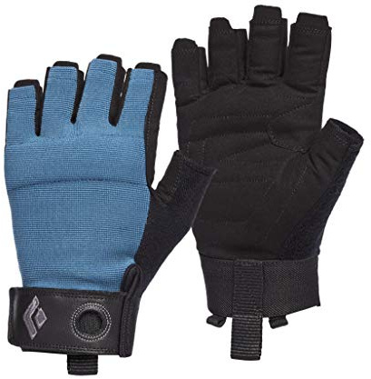 BLACK DIAMOND Men's Crag Half-Finger Gloves | Breathable Stretch Mesh | Synthetic Leather Palm | Lightweight Protection for Belaying & Via Ferrata | Astral Blue | Extra Large