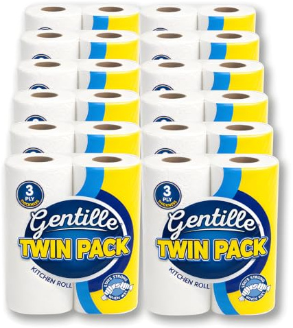 Gentille Twin Kitchen Roll | 3 Ply Thickness | Thick, Strong, Absorbent Paper | UK Made (24)