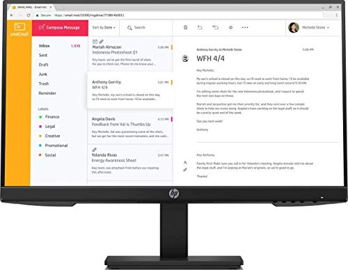 HP P24h G4 FHD Monitor, Black, 23.8, 7VH44AT#ABU