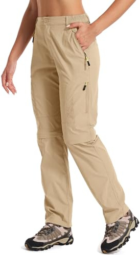 Women's Hiking Pants Convertible Quick Dry Stretch Lightweight Outdoor UPF 40 Fishing Safari Travel Pants 4409 Light Khaki, 6