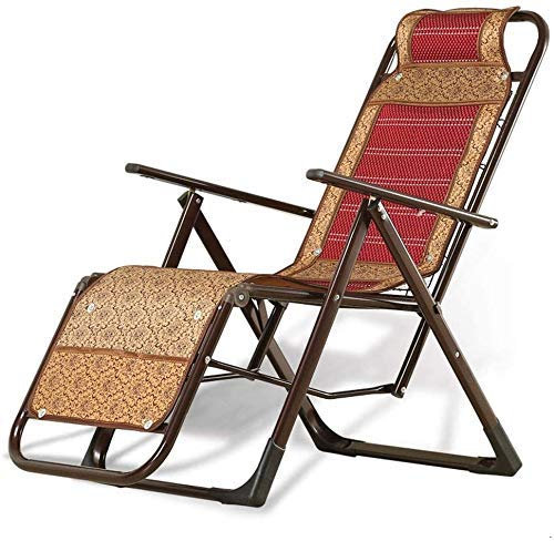 TGTGH Sonnenliege Gartenstühle Klappstuhl Balkon Relaxliege Bambus Weben Balkon Büro Liege Liegestuhl Outdoor Garten Terrasse Schwerkraftstuhl Lazy Klappstuhl (Farbe Gelb