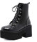 Femme motard bottes plateforme printemps automne bout rond bottes gothiques compensées talons hauts à lacets élégant décontracté bottes courtes