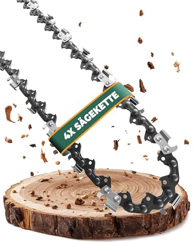 SECURA 4 x Sägekette 30cm Arbeitslänge I Kette 3/8' LP I 44 TG I 1,1 mm I Halbmeißel | Kompatibel mit Stihl Kettensäge I MS170 MS171 MS190 MS191 MS192 MS180 MS181