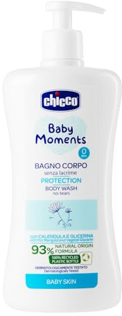 Chicco Baby Moments Bagno Corpo senza Lacrime, Bagnoschiuma Per Bambini, con Formula Naturale, Con Estratto di Calendula, Proprietà Emolienti, 0+ Mesi - 500 ml
