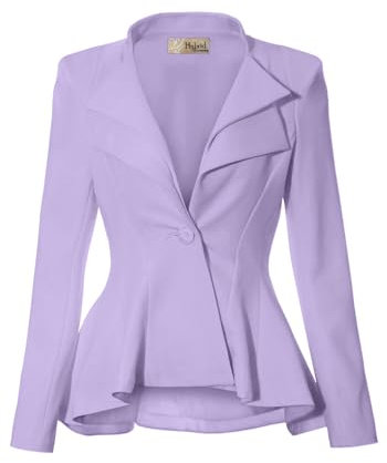 Hybrid & Company Lässiger Damen-Blazer für Arbeit, Büro, elegant, Doppelrevers, einzelner Knopf, Schößchen, bequemer Blazer, Flieder, XL