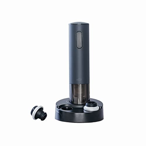 Lacor Pompa per Vuoto Elettrica Luxe, Pompa per Aromi di Vino, 60 Cicli di Vuoto, Include 2 Tappi con Indicatore Della Data e Caricabatterie, Ermetico, Nero, 63058