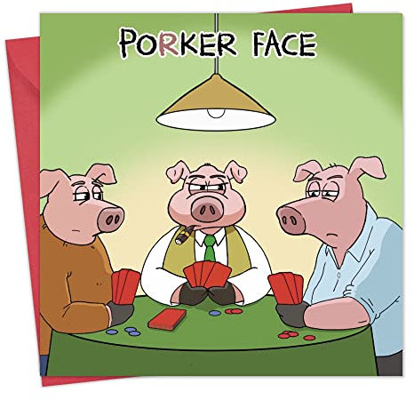 Twizler Lustige Karte mit Poker Schweinchen - Blankokarte - Lustige Geburtstagskarte für Männer oder Frauen