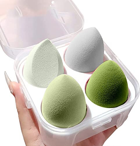 ProBytes Makeup Sponge Blender Set - Vegan, Latex-free, Blending Soft Beauty Face Puff, Powder Base, Liquid, Creamy Foundation & Rouge, Skin Friendly, Precision Makeover Drops, 4 Shades Pack - Green