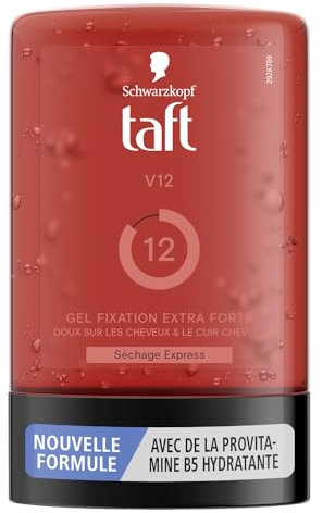 Schwarzkopf Taft - Gel per capelli e pelle, gel V12, asciugatura rapida, fissaggio extra forte, delicato sui capelli e sulla pelle, senza effetto appiccicoso, formula Provitamina B5-300 ml