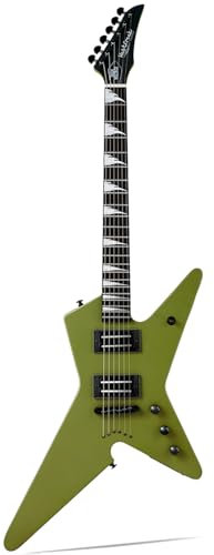 WestCreek Guitars HIGH VOLTAGE E-Gitarre, Heavy Metal Humbucker Tonabnehmer Electric Guitar, Mahagoni Körper, Palisander Griffbrett, Hals Ahorn, Knochen Nuss, 22 Bünde (Matt Grün)