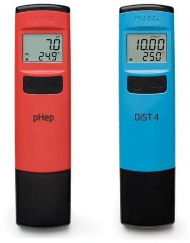 Combo Pack Medidores PH HI98107 + HI98304 EC Hanna Instruments | TESTER DIGITAL | Medición precisa + Temperatura de agua | Incluidos sobres de calibración y limpieza