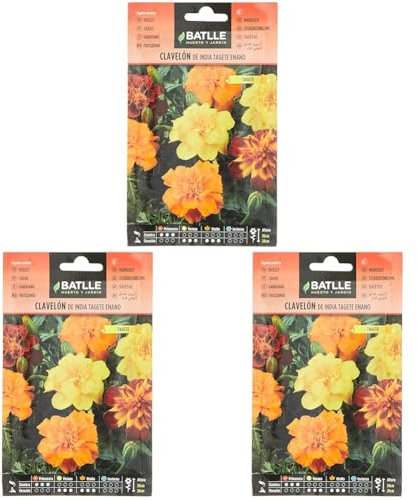Semillas Batlle Clavelon de INDIA TAGETE enano (Paquete de 3)