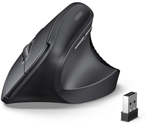 UGREEN 2.4G Maus Kabellos Vertikale Ergonomische Maus für Windows/Mac OS uzw, 1000/1600/2000/4000 DPI, 6 Tasten (2.4G)