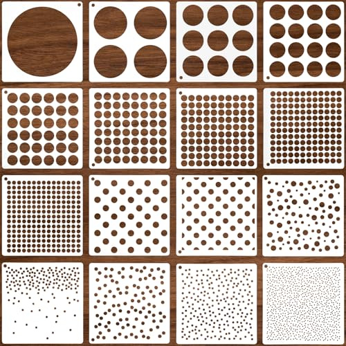 cobee 16 plantillas circulares, plantillas de arte geométrico para pintar, plantillas de lunares mixtas reutilizables para hacer tarjetas, álbumes de recortes, papel, almohadas de tela