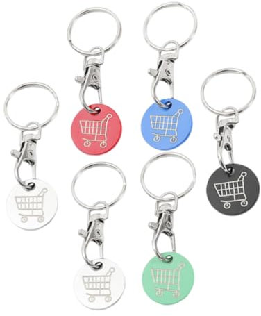 HOMSFOU 6pezzi Portachiavi in Carrello Della Spesa Gettoni Per Carrello Portachiavi Per Spesa