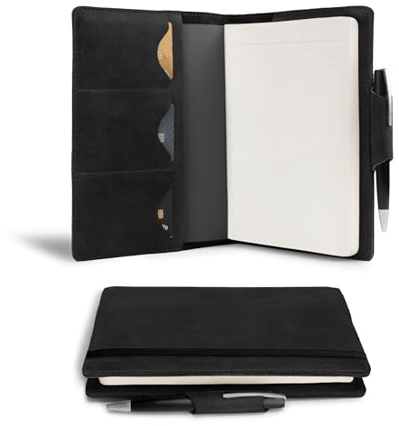 Leather Worx, Rustikaler Einband für LEUCHTTURM A5 Notizbuch mit Kartenfächern (Notizbuch Nicht Enthalten) Zum Aufbewahren von Journal, Minimalistischer Stil, Vollnarbenleder, Handgefertigt (Anthrazit