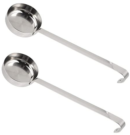 Luxshiny 2 Pezzi Cucchiaio da Salsa Acciaio Inossidabile con per Pizza e Salse Cucchiaio Piatto per Misurare Perdite Facile da