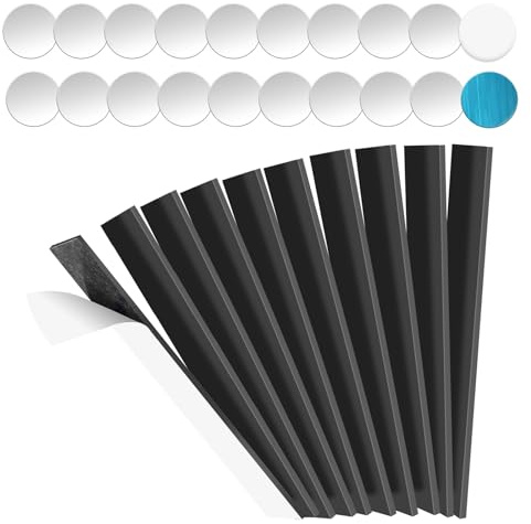Staranry 10 Pezzi Calamite Magnetiche con 20 Piastre Metalliche e Magneti Adesivi, Magneti Flessibili Autoadesivi 15x2.5 cm per Lavagna Frigo, per Ufficio Cucina Casa Fai-da-te, Forti e Ritagliabili