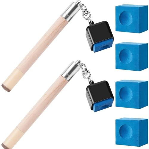 2 in 1 Pocket Billiard Chalk Cover con puntale per stecca da biliardo per giochi da biliardo, custodia da viaggio in legno e metallo, confezione da 2 pezzi con gesso incluso