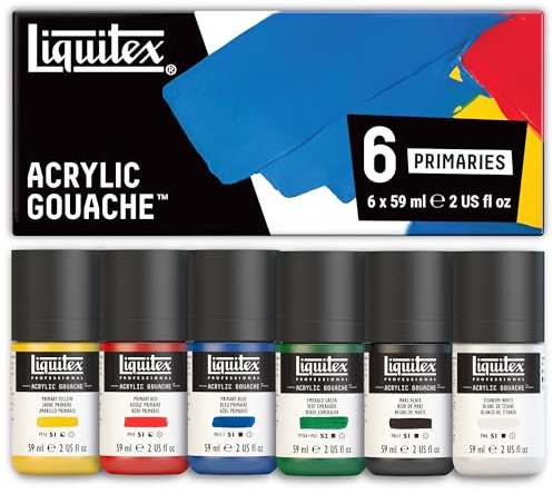 Liquitex 3699323 Proffessional Acrylic Gouache, Primärfarben, Set 6 Flaschen a 59ml